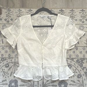 & Other Stories Broderie Anglaise Frilled Blouse